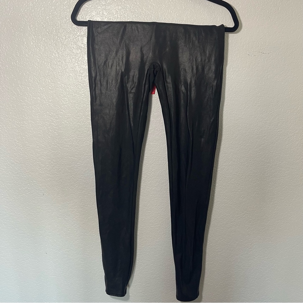 SPANX | Faux Leather Stretchy Black Leggings Size XL